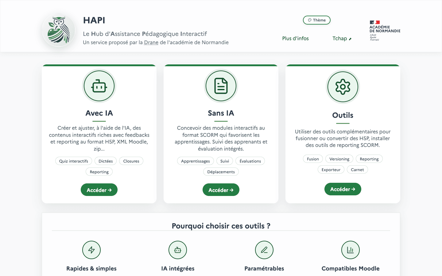 Capture de l'interface de Hapi